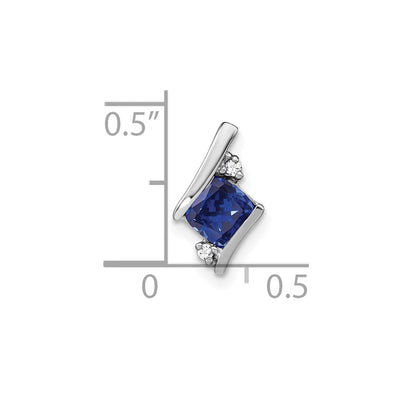 Sterling Silver Antique Cushion Cr. Sapphire and Diamond Pendant
