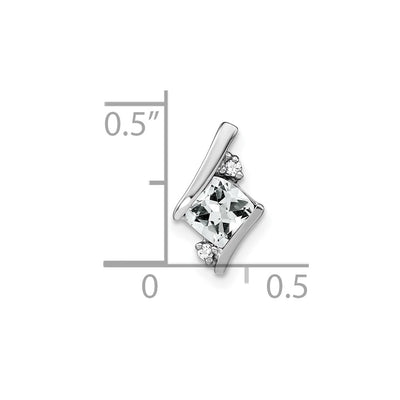 14K White Gold Cushion White Topaz and Diamond Chain Slide