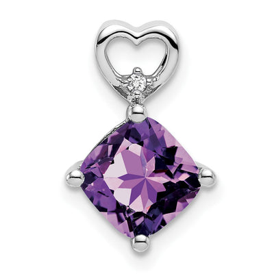 14K white gold diamond heart chain