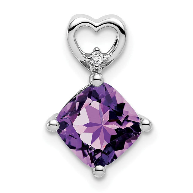 14K white gold diamond heart chain