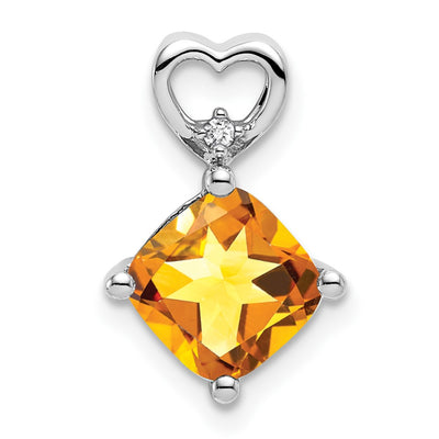 14K white gold diamond heart chain