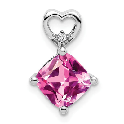 14K white gold diamond heart chain