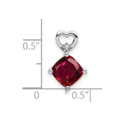 14K White Gold Created Ruby and Diamond Heart Chain Slide