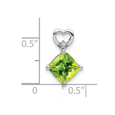 14K White Gold Peridot and Diamond Heart Chain Slide