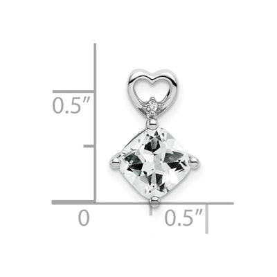 14K White Gold White Topaz and Diamond Heart Chain Slide