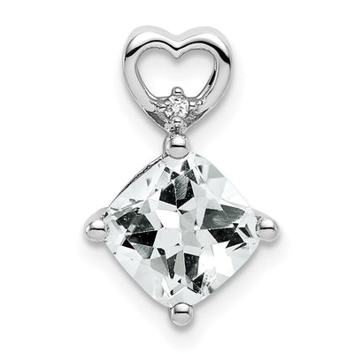 14K white gold diamond heart chain