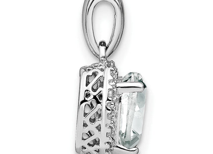 Sterling Silver Rhodium-plated White Topaz and Diamond Pendant (Style PM7400-WT-007-SSA)