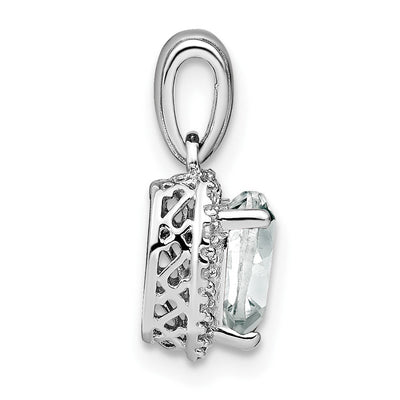 Sterling Silver Rhodium-plated White Topaz and Diamond Pendant, 18 x 9.3mm