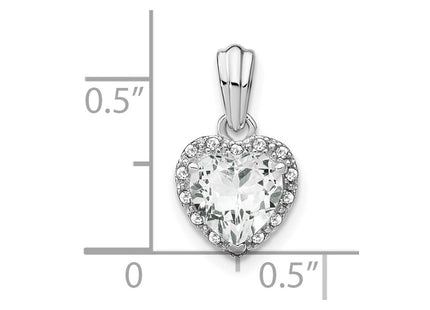 Sterling Silver Rhodium-plated White Topaz and Diamond Pendant (Style PM7400-WT-007-SSA)