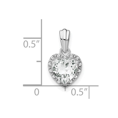 Sterling Silver Rhodium-plated White Topaz and Diamond Pendant, 18 x 9.3mm