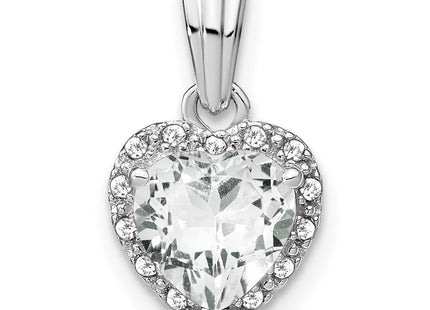 Sterling Silver Rhodium-plated White Topaz and Diamond Pendant (Style PM7400-WT-007-SSA)
