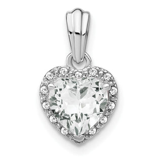 Sterling Silver Rhodium-plated White Topaz and Diamond Pendant (Style PM7400-WT-007-SSA)
