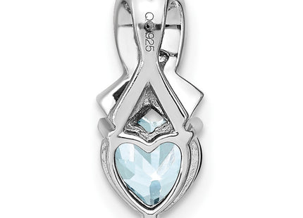 Sterling Silver Rhodium-plated Aquamarine and Diamond Pendant (Style PM7401-AQ-003-SSA)