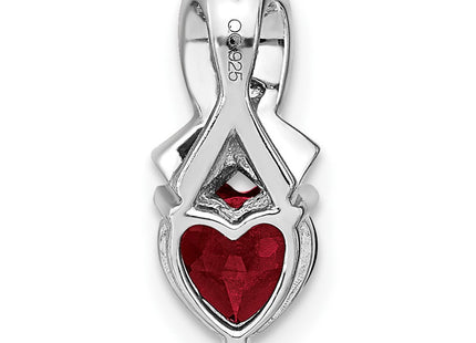 Sterling Silver Rhodium-plated Created Ruby and Diamond Pendant (Style PM7401-CRU-003-SSA)