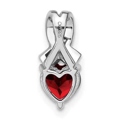 Sterling Silver Rhodium-plated Garnet and Diamond Pendant, 14.8 x 6.4mm