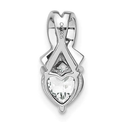 Sterling Silver Rhodium-plated White Topaz and Diamond Pendant, 14.8 x 6.4mm