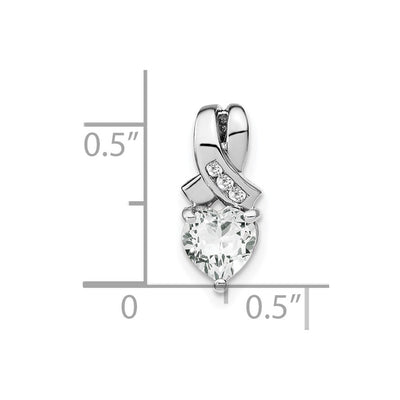 Sterling Silver Rhodium-plated White Topaz and Diamond Pendant, 14.8 x 6.4mm