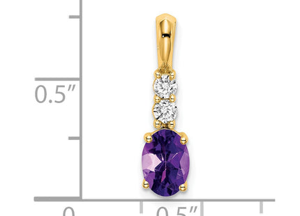 14K Oval Amethyst and Diamond Pendant (Style PM7406-AM-013-YA)