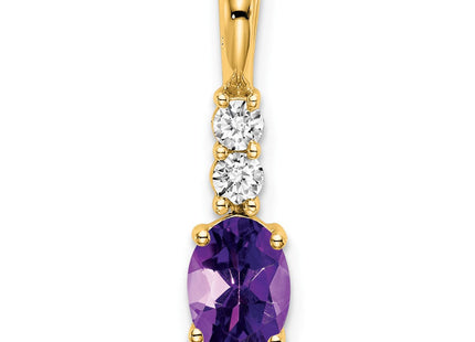 14K Oval Amethyst and Diamond Pendant (Style PM7406-AM-013-YA)