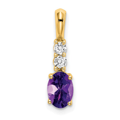 14K gold diamond oval pendant