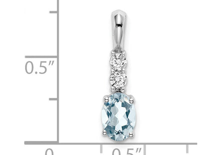 14K White Gold Oval Aquamarine and Diamond Pendant (Style PM7406-AQ-013-WA)