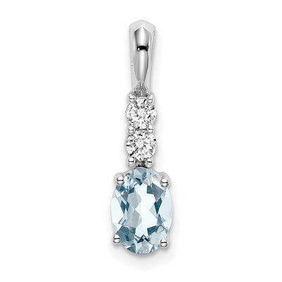 14K white gold diamond oval pendant