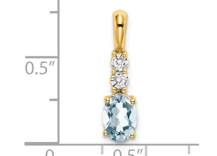 14K gold diamond oval pendant, alternate view