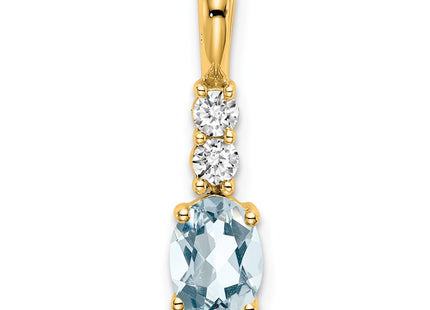 14K gold diamond oval pendant