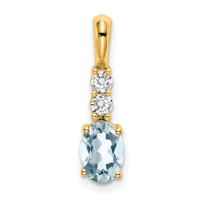 14K gold diamond oval pendant