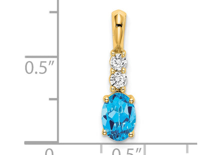 14K gold diamond oval pendant, alternate view