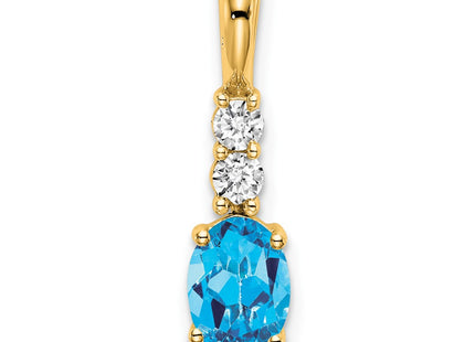 14K gold diamond oval pendant