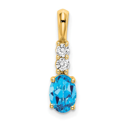 14K gold diamond oval pendant