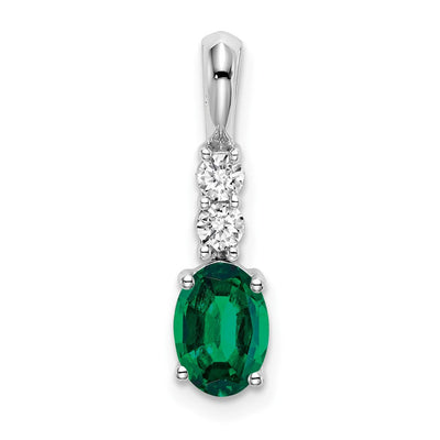 14K white gold diamond oval pendant