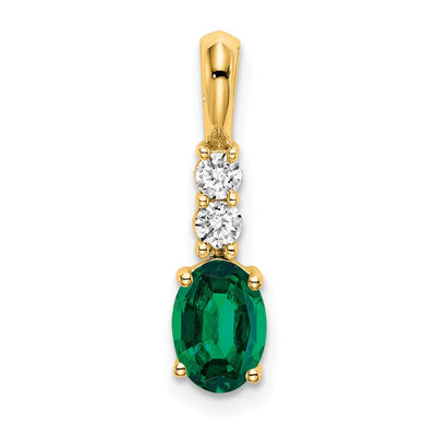 14K gold diamond oval pendant