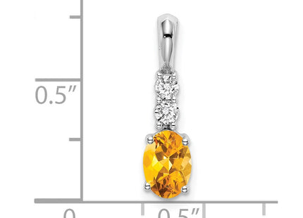 14k White Gold Oval Citrine and Diamond Pendant (Style PM7406-CI-013-WA)