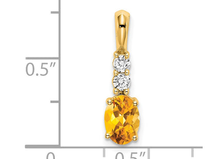 14K gold diamond oval pendant, alternate view