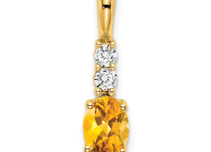 14K gold diamond oval pendant