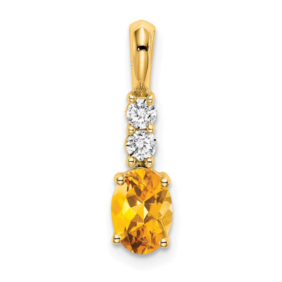 14K gold diamond oval pendant