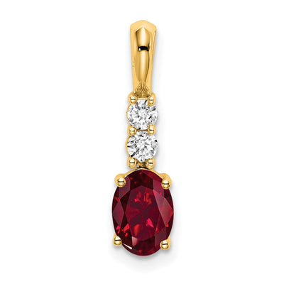 14K gold diamond oval pendant