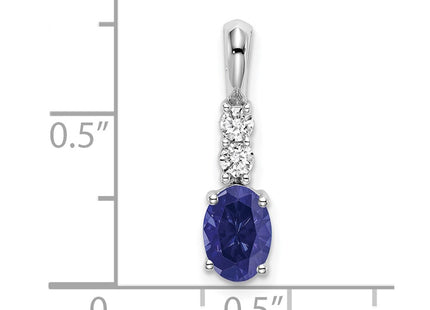 14K white gold diamond oval pendant, alternate view
