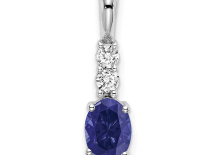 14K white gold diamond oval pendant