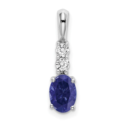 14K white gold diamond oval pendant