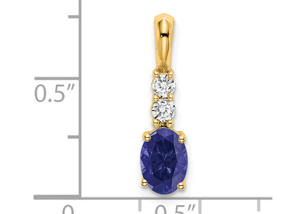 14K gold diamond oval pendant, alternate view
