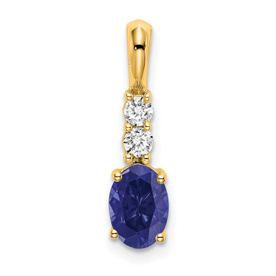 14K gold diamond oval pendant