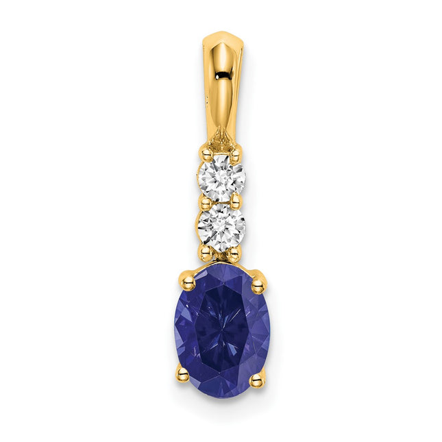 14K gold diamond oval pendant