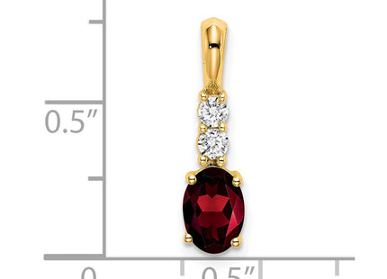 14K gold diamond oval pendant, alternate view