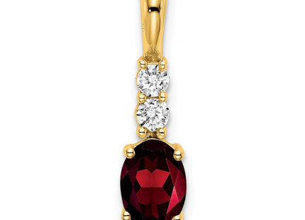 14K gold diamond oval pendant