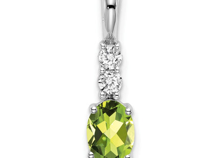 14K white gold diamond oval pendant