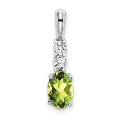 14K white gold diamond oval pendant