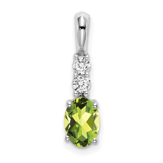 14K white gold diamond oval pendant